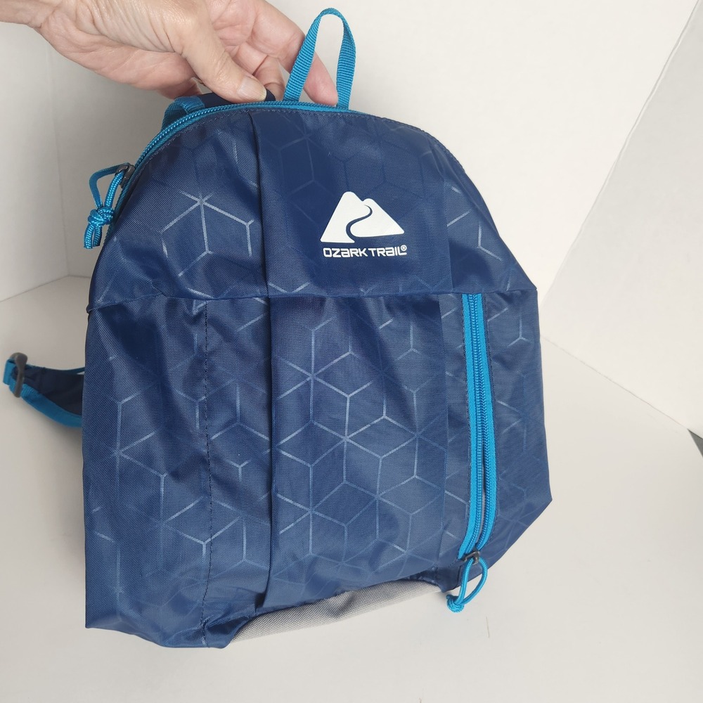 Ozark Trail Navy Blue Geometric Lightweight Hiking Backpack Daypack Small